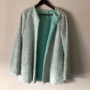 Baby blue rose faux fur coat